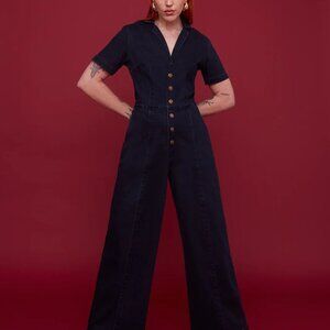 Mixed by Nasrin Midnight Denim Jumpsuit Size S